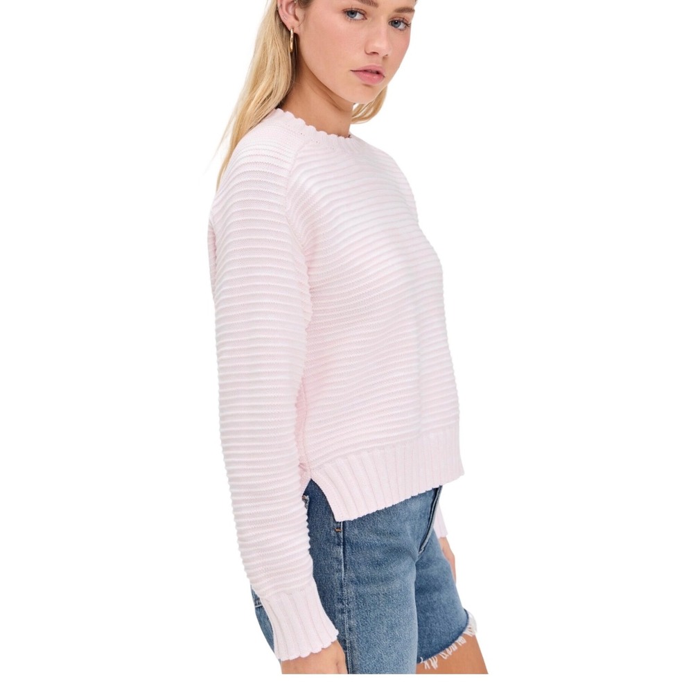 Pistola Adina Sweater Womens Light Pink Cotton Ribbed Crewneck Sweater XS